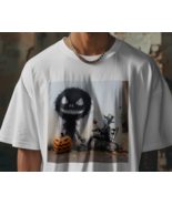 Dark Halloween Art Graphic T-Shirt | Skeleton and Shadow Pumpkin Scene - $355.24 MXN+
