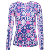 Nwt Ladies Ibkul Classic Key Navy Pink Long Sleeve Crew Golf Shirt - Xl &amp; Xxl - £35.95 GBP