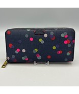 Fossil Polka Dot Bubble Pattern Zip-Around Accordion Style Wallet Clutch - $14.84