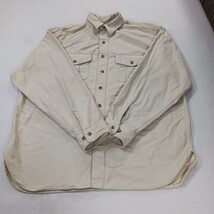 Vintage Eddie Bauer Men's Cream Heavyweight Cotton Long Sleeve Shirt Chest 52" image 12