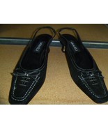 Van Eli Black Open Toe  Low Heel Pump Leather Sole Women US Size 7 RB 11817 - $20.95 CAD