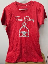 True Story Red Port Authority T-shirt Ladies Small Short Sleeve Christmas - $18.66