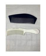 Vtg NOS Estee Lauder White Curved Small Travel Purse Comb Blue Wave Comb... - $21.78