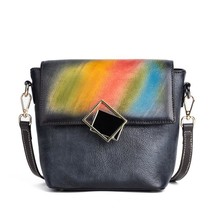 Retro Hand Painted Genuine Leather Women Bag  New Summer Fashion Nature Soft Cow - £82.95 GBP