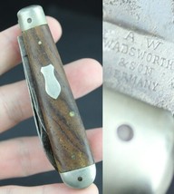 Rare Pocket Knife &quot;A.W. Wadsworth &amp; Son&quot; Germany Wood Estate Sale Old Antique - £47.12 GBP