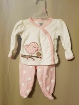 Gerber - Baby Girl Pink 2 Piece Top Bottoms Footed Set Size 0-3M    IR4 - $6.90