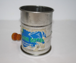 4" Flour Sifter Measuring 1 Cup Childs Small Rustic Wood Handle Farmhous... - $10.40