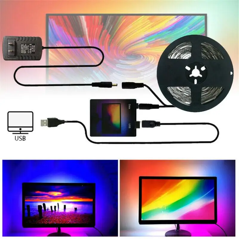 DIY Ambient Light TV USB LED Strip Lamp 5050 RGB Dream Color Computer Di... - £172.54 GBP
