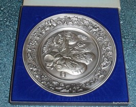 1982 Hudson Pewter Not A Creature Was Stirring Christmas Plate With Box ... - $38.79