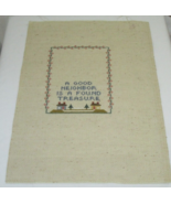 Vintage Completed Needlepoint Canvas Good Neighbor Found Treasure Design... - £7.78 GBP