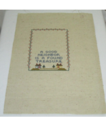 Vintage Completed Needlepoint Canvas Good Neighbor Found Treasure Design... - £7.40 GBP