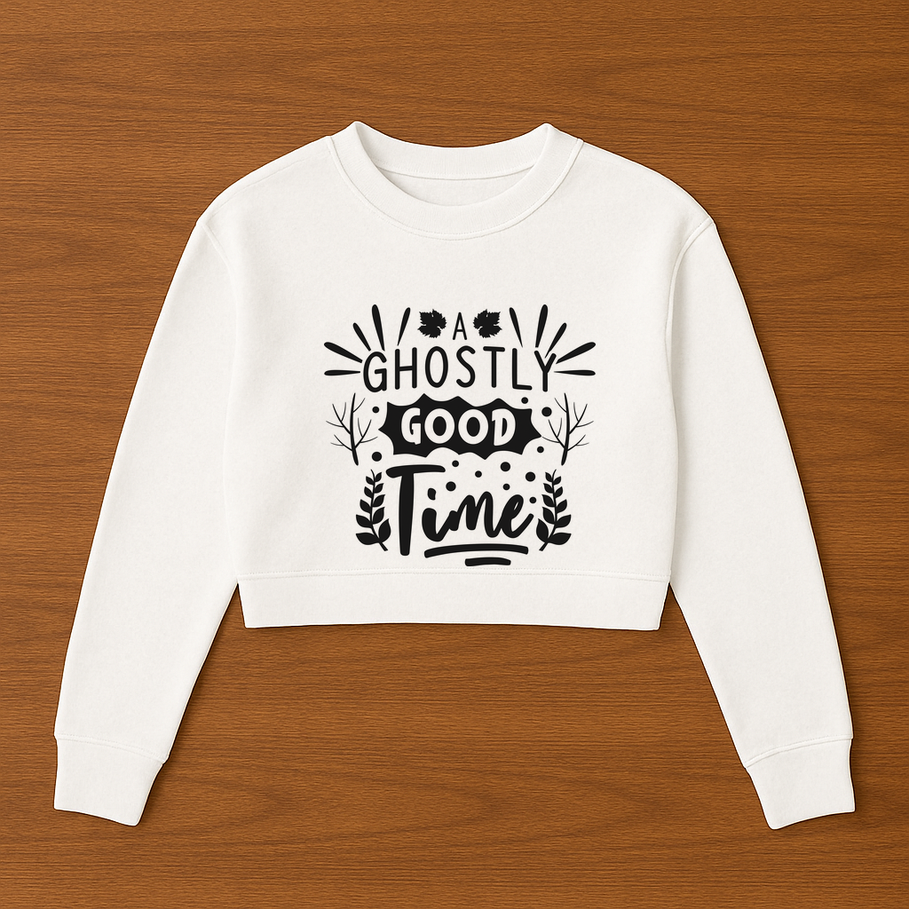A Ghostly Good Time Womens Cropped Crewneck Sweater - $29.99