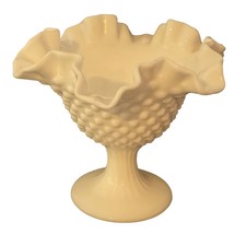 Fenton Candlestick Holder Hobnail Milk Glass Ruffle Footed Pedestal 5.5&quot; x 6.5&quot; - £22.16 GBP