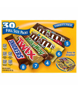 30 Mars Variety Pack Snickers M&amp;M Chocolate Peanuts Twix MilkyWay Snicke... - $44.86 CAD