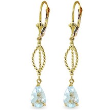 Galaxy Gold GG 3 CTW 14k Solid Gold Fleur De Lis Aquamarine Earrings - £466.67 GBP