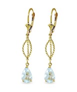 3 CTW 14k Solid Gold Fleur De Lis Aquamarine Earrings - $575.18