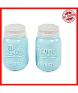 Vintage Ceramic Salt &amp; Pepper Shakers Set in Cool Blue for Farmhouse Style - $22.76