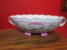 Antique Staffordshire Bowl And Gravy Bowl, Handpainted, Pink Ropes - £120.55 GBP