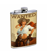 Hot Cowgirls D14 Flask 8oz Stainless Steel Hip Drinking Whiskey - £11.83 GBP