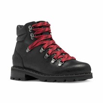 Women&#39;s Sorel Lennox Hiker Booties Black Leather Boots $220, Sz 7 - £55.38 GBP