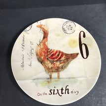 Williams Sonoma 6 Geese a laying dessert Plate 12 Days of Christmas 6th Day - $24.04