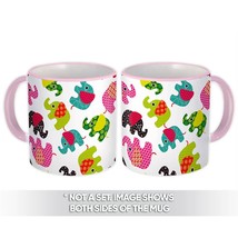 Patchwork Elephants : Gift Mug Baby Shower Reveal Abstract Patterns Sweet Animal - £12.50 GBP