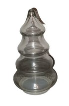 Vintage Clear Glass 7 1/2&quot; Christmas Tree Candy Jar Plastic Bottom Lid - £7.98 GBP