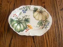 Maxcera Pumpkins Vines Oval Serving Platter 14” Fall Autumn Thanksgiving... - $34.60