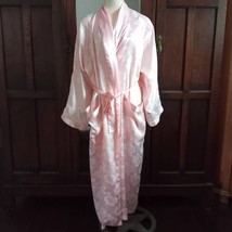 Vintage Victoria&#39;s Secret GOLD LABEL Robe Pink Satin Floral Pockets Long... - $98.80