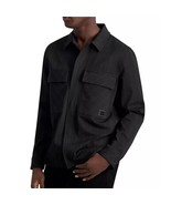 Karl Lagerfeld Paris Men's Long Sleeve Striped Twill Snap Shirt Jacket Black L - $108.12