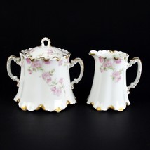 Haviland Limoges Schleiger 39B Creamer &amp; Covered Sugar Set, Antique Pink... - $80.00