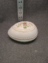 Vintage Porcelain Rose Floral Pattern Egg Shaped Trinket Box Sugar Egg S... - £9.01 GBP