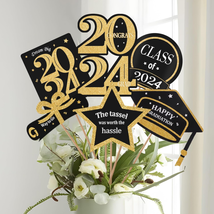 Graduation Decorations Class of 2024 - 30 Pack Black and Gold Grad Centerpiece S - £16.51 GBP