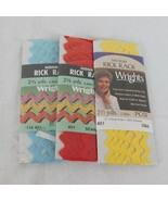 Lot of 3 Wrights Medium Rick Rack New Sealed 2.5 Yards Each Lt Blue Red ... - £6.14 GBP
