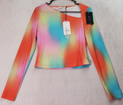 NA-KD Crop Top Womens Small Multi Polyester Long Casual Sleeve Asymmetrical Neck - £15.04 GBP