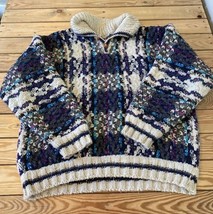Carabuela Men’s 100% Wool Ecuador 1/4 Button Sweater size L Multicolor Cd - $98.01