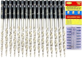 Replacement Tapered Countersink Drill Bit Set 16 Pc #8 (11/64&quot;) - £50.28 GBP