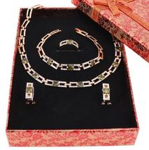 Wedding Party Necklace Jewelry Sets For Women Fashion Green Crystal&Rhinestone G - £26.57 GBP