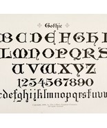 Gothic Text Font Example 1899 Victorian Crafts Drawing Art Ephemera DWKK20 - $376.77 MXN