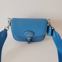 Coach CP001 Pebbled Amelia Small Saddle Bag Crossbody Handbag Bright Blue - £114.94 GBP