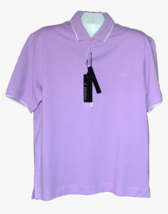 Z Zegna Men&#39;s Lavander Purple White Trim Cotton Polo T-Shirt Size 2XL - $129.69