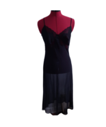 Vintage Vanity Fair lingerie sheer lace black slip polyester size 34 neg... - $5.00