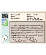 Richard Hill England Hand Signed Rugby 1991 World Cup Card Photo - £6.40 GBP