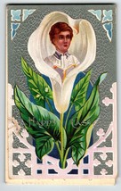 Easter Postcard Choir Boy Inside Lily Flower Bud Embossed John Winsch Back 1910 - $12.35