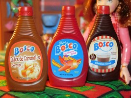 Bosco Syrups Straw Chocolate Caramel Zuru Mini Brands lot Fits Barbie Dollhouse - £9.61 GBP