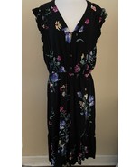 Old Navy Romantic Fit Flare Midi Dress Gathered Waist Black Floral Prair... - $466.20 MXN