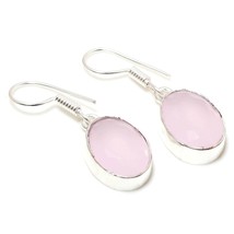 Rose Quartz Oval Shape Handmade Fashion Ethnic Earrings Jewelry 1.20" SA 3919 - £3.17 GBP