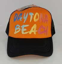 Daytona Beach Florida Trucker Snapback Hat Cap Vintage Black/Orange (Ship in Box - £9.65 GBP