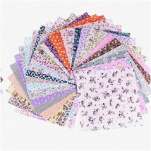 Farmhouse Floral Felt: 50pcs Flower Printed Cotton Fabric S - £41.72 GBP