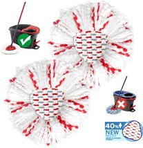  Mop Replace Head 40 More Cleaning Power 2 Pack Spin Mop Replacement Head - £19.38 GBP